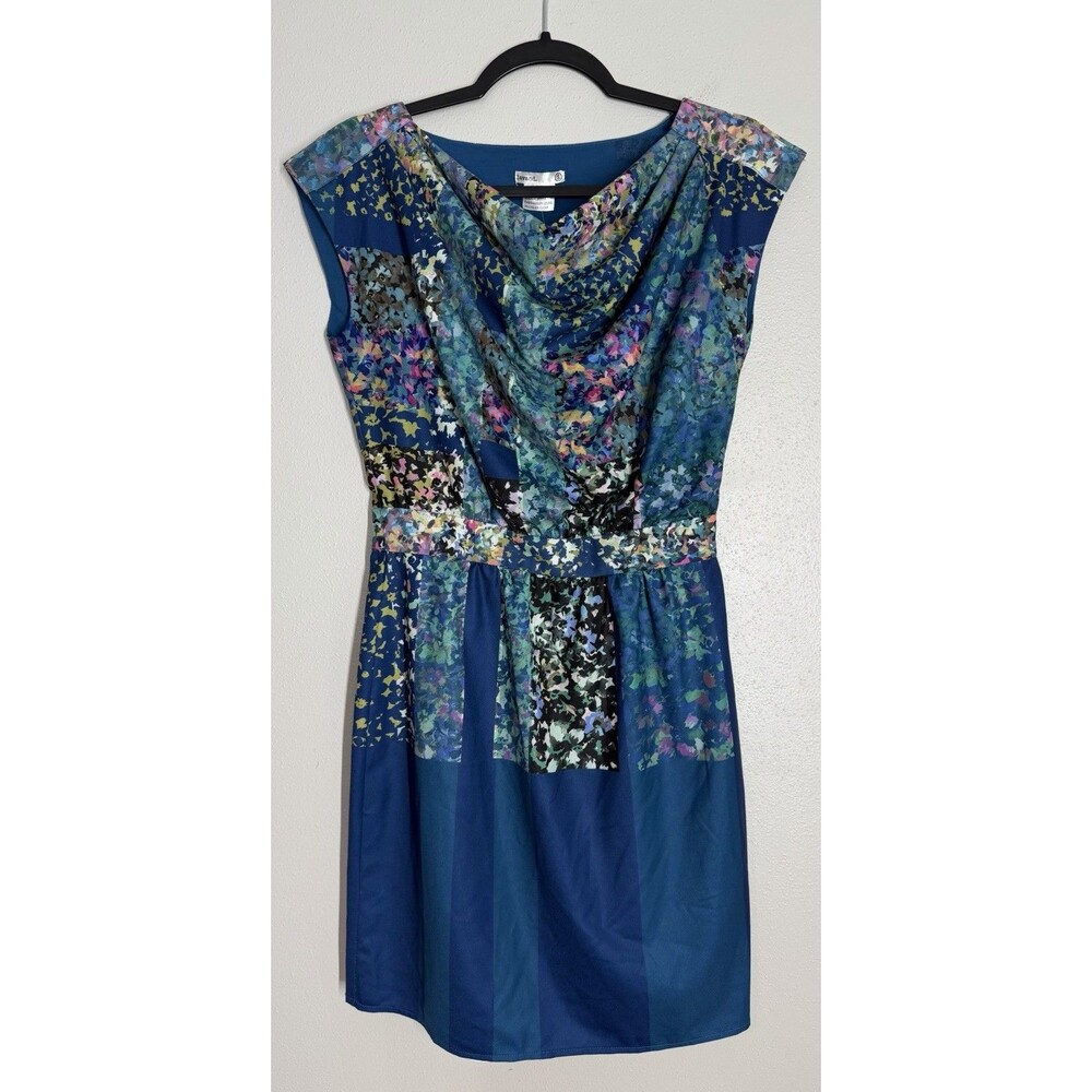 NWT Anthropologie Painters Palette Watercolor Floral Sheath Cowl Neck Lavand S/6